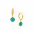 Natural Turquoise Earrings in Gold Tone Sterling Silver 1ct