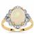 Ethiopian Opal Ring with White Zircon in 9K Gold 2.15cts