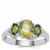 Ambilobe Sphene, Chrome Diopside Ring with White Zircon in Sterling Silver 1.94cts