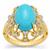 Sleeping Beauty Turquoise Ring with White Zircon in Gold Plated Sterling Silver 5.70cts