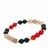 Black, Red and Grey Agate Stretchable Bracelet in Gold Tone Sterling Silver 76cts 