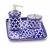 Blue Pottery Handmade 4pc Bathroom Accessories Set, Liquid Dispenser, Soap Dish, Tooth Bush holder with Decorative Tray
