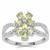 Changbai Peridot Ring with White Zircon in Sterling Silver 1.70cts
