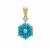 Wobito Snowflake Cut Blue Paraiba Topaz Pendant with White Zircon in 9K Gold 6cts