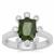 Chrome Diopside Ring with White Zircon in Sterling Silver 2.52cts