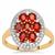 Songea Red Sapphire Ring with White Zircon in 9K Gold 2cts