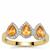 Mandarin Garnet Ring with White Zircon in 9K Gold 1.25cts