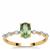 Green Sapphire Ring with White Zircon in 9K Gold 1.20cts