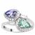 Botli Apatite, AA Tanzanite Ring with White Zircon in 9K White Gold 2.25cts