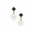 South Sea Cultured Pearl Earrings with Sar-i-Sang Lapis Lazuli in Gold Plated Sterling Silver (9mm)