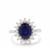 Madagascan Blue Sapphire Ring with White Zircon in Sterling Silver 4.20cts