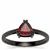 Rajasthan Garnet Ring in Ruthenium Plated Sterling Silver 1.20cts