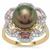 Tahitian Cultured Pearl, Multi-Colour Sapphire Ring with White Zircon in 9K Gold  (10 mm)