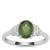 Chrome Diopside Ring with White Zircon in Sterling Silver 1.30cts