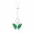 Type A Green Jadeite Butterfly Slider Necklace with White Zircon in Sterling Silver