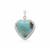 Aquaprase™ & White Zircon Aphrodite Heart Amulet in Sterling Silver ATGW 14cts