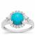 Sleeping Beauty Turquoise Ring with White Zircon in Sterling Silver 2.50cts