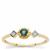 Australian Teal Sapphire Ring with White Zircon in 9K Gold 0.21cts