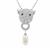 Black Spinel, Kaori Cultured Pearl Necklace with White Zircon in Sterling Silver 