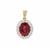 Malawi Garnet Pendant with White Zircon in 9K Gold 3.60cts