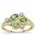 Green Dragon Demantoid Garnet Ring with White Zircon in 9K Gold 1.30cts