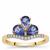 AAA Tanzanite Ring with White Zircon in 9K Gold 1.45cts