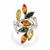 Baltic Cognac, Champagne & Green Amber Ring in Sterling Silver (7.50 x 3mm)