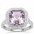 Rose De France Amethyst Ring with White Zircon in Sterling Silver 4.25cts