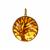 Baltic Cognac Amber Tree of Life Pendant in Gold Tone Sterling Silver (44mm)