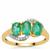 Colombian Emerald Ring with White Zircon in 9K Gold 1.45cts