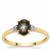 Black Star Sapphire Ring with White Zircon in 9K Gold 1.25cts