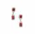 Nigerian Rubellite Earrings with White Zircon in 9K Gold 1.25cts
