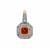 Asscher Cut Songea Orange Sapphire Pendant with White Zircon in 9K Gold 0.65ct