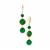 Green Agate Earrings  in Gold Tone Sterling Silver 14cts
