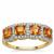 Asscher Cut Songea Orange Sapphire Ring with White Zircon in 9K Gold 2.05cts