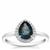 London Blue Topaz Ring with White Zircon in Sterling Silver 1.35cts