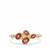 Padparadscha Sapphire Ring with White Zircon in 9K Gold 1ct