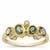 Natural Green Sapphire Ring with White Zircon in 9K Gold 1.20cts