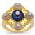 Sar-i-Sang Lapis Lazuli, Peruvian Pink Opal Ring with White Topaz in Gold Plated Sterling Silver 3cts