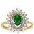 Sandawana Emerald Ring with White Zircon in 9K Gold 1.34cts