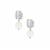 South Sea Cultured Pearl Earrings with White Zircon in Sterling Silver (8mm)