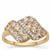 Imperial Pink Topaz Ring with White Zircon in 9K Gold 1cts