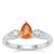 Mandarin Garnet Ring with White Zircon in Sterling Silver 1.02cts