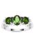 Chrome Diopside Ring with White Zircon in Sterling Silver 2.02cts