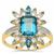 London Blue Topaz Ring with White Zircon in 9K Gold 3.15cts