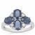 Kanchanaburi Sapphire Ring with White Zircon in Sterling Silver 3.70cts