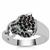 Tsavorite Garnet Ring with Black Spinel in Sterling Silver 0.95ct