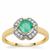 Colombian Emerald Ring with White Zircon in 9K Gold 0.70ct
