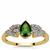 Chrome Diopside Ring with White Zircon in 9K Gold 1cts