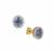 Ceylon Blue Sapphire Earrings with White Zircon in 9K Gold 1cts